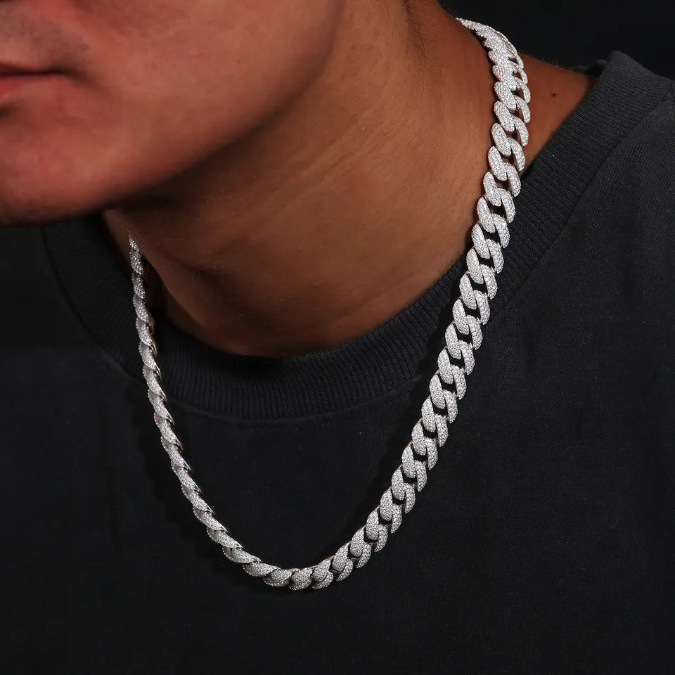 🔥10mm/12mm 3 Rows Moissanite Bubble Cuban Chain Jewelry Mens Fashion🔥