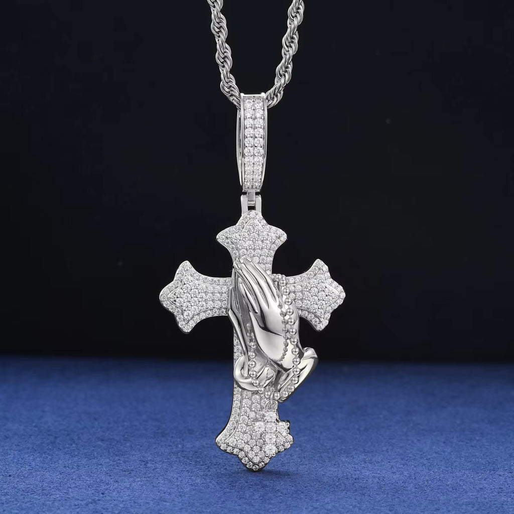Moissanite Cross Prayer Pendant