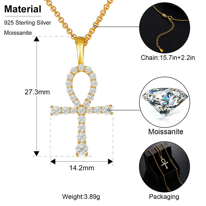 💯925 Sterling Silver Cross Pendant Silver Jewelry Moissanite Diamond Charm Necklace Gemstone Necklace For Men Women💯