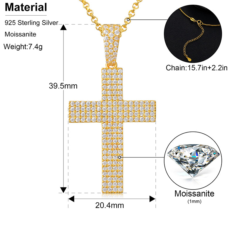 Moissanite Cross Pendant Necklace