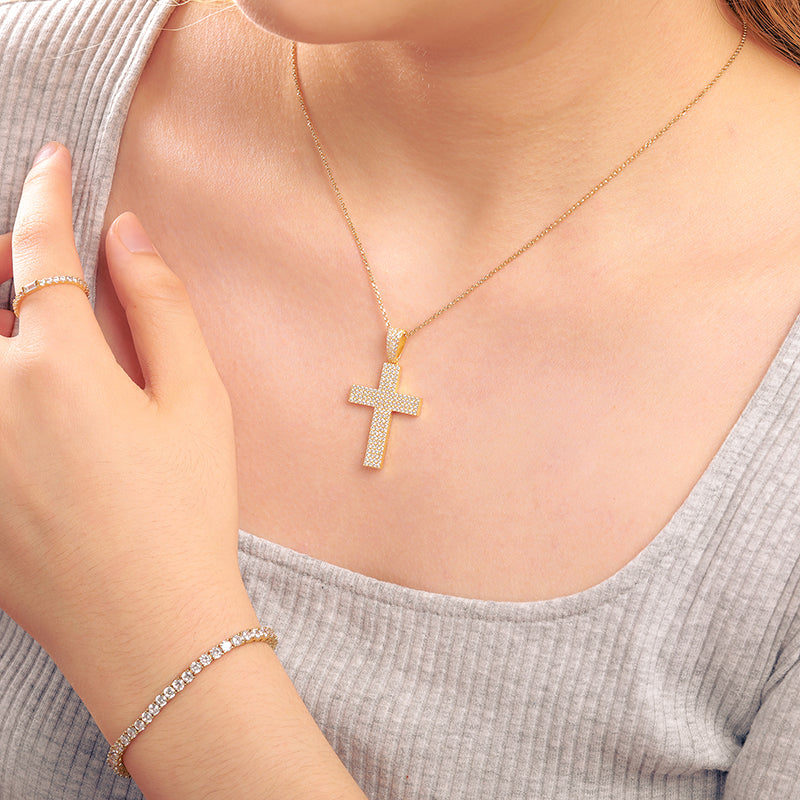 Moissanite Cross Pendant Necklace