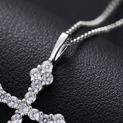 💯925 Sterling Silver Full VVS Moissanite Diamond Iced Out Sharp Cross Pendant Necklace💯