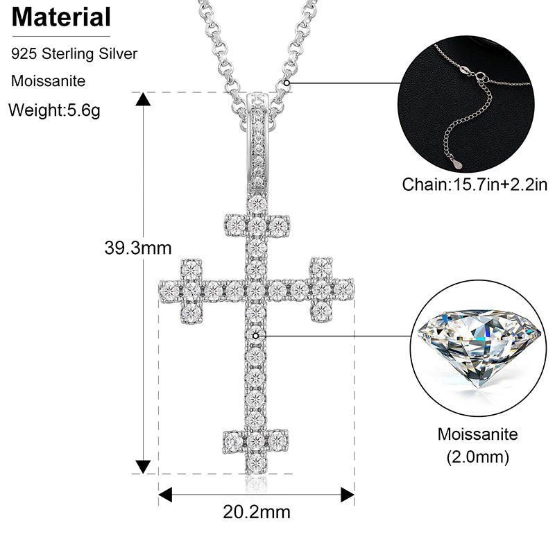 💯925 Sterling Silver VVS Moissanite Diamond Ankh Cross Pendant Necklace💯