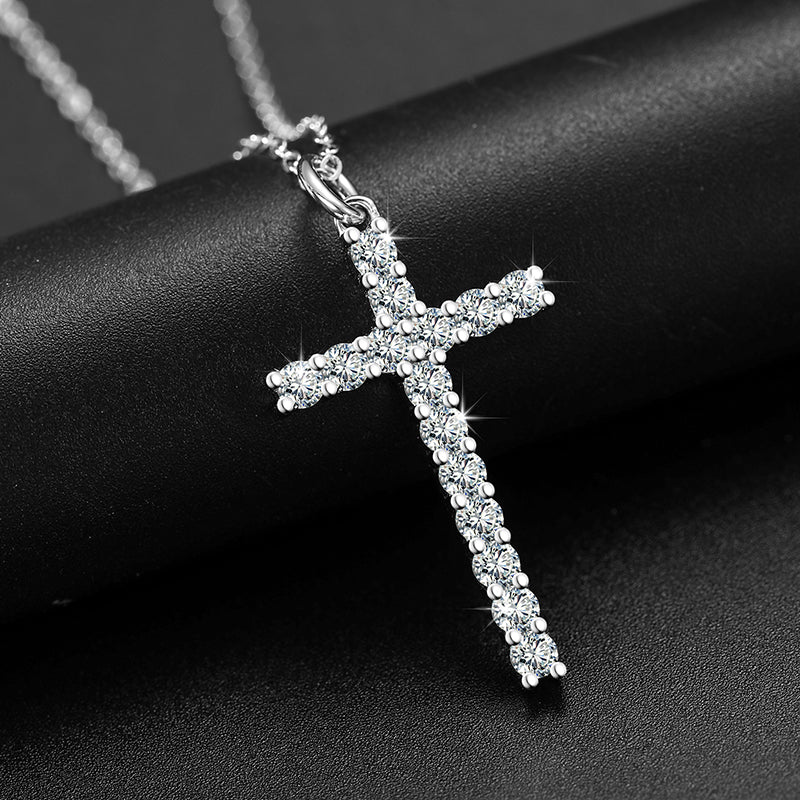 💯925 Sterling Silver VVS Moissanite Diamond Cluster Cross Pendant Necklace💯