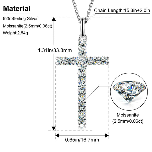 💯925 Sterling Silver VVS Moissanite Diamond Cluster Cross Pendant Necklace💯