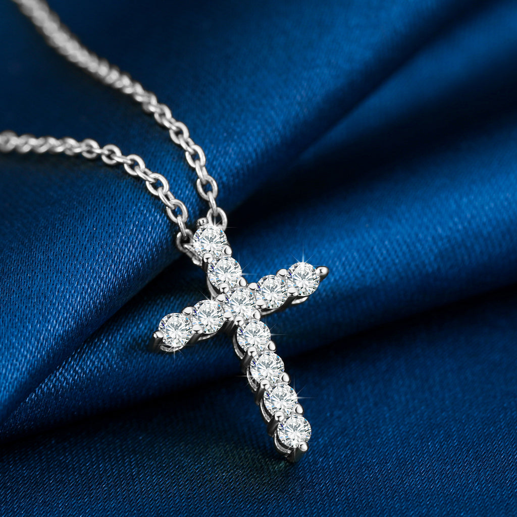 Moissanite Diamond Cross Tennis Pendant For Necklace Jewelry