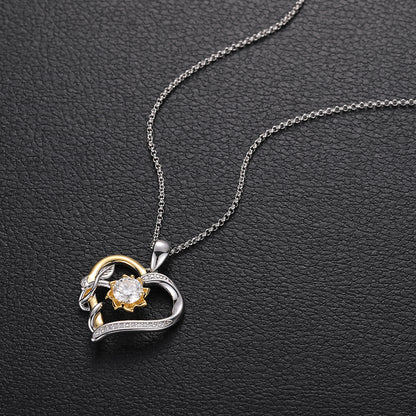 🔥925 Sterling Silver VVS Moissanite Diamond Heart Love Eternity Pendant Necklace For Women🔥