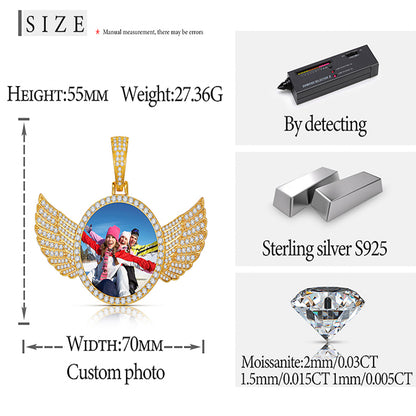 💯Custom Moissanite Angel Pendant 925 Sterling Silver Custom Picture💯