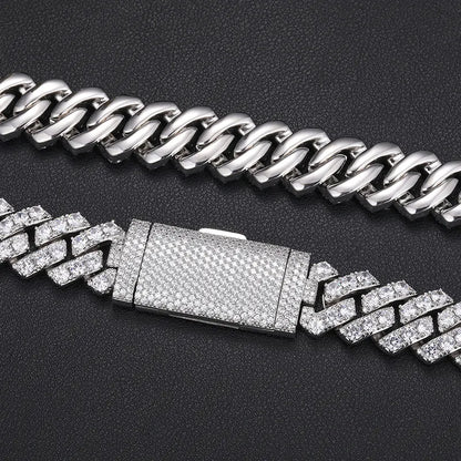 🔥Cubana 20mm Sterling Silver 1 Row VVS Moissanite Diamond Iced Out Miami Cuban Link Chain Necklace🔥