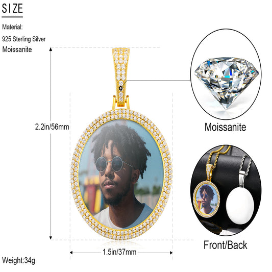 💯Custom Moissanite Circle Pendant 925 Sterling Silver Custom Picture💯