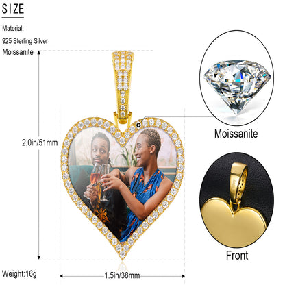 💯Custom Moissanite Heart Pendant 925 Sterling Silver Custom Picture💯