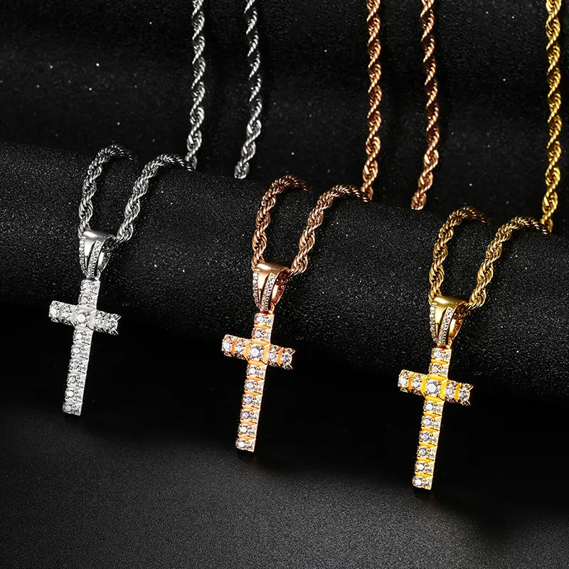 🔥Gold Plated Jewelry Men's Laminated Gold Silver Charms Necklace Christian Cross Pendant🔥