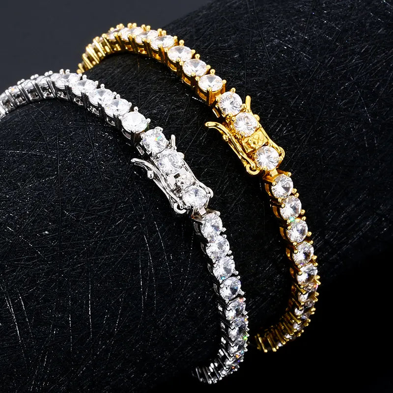 💯5mm Classic Jewelry Gold Zircon Diamond Tennis Chain Bracelet💯