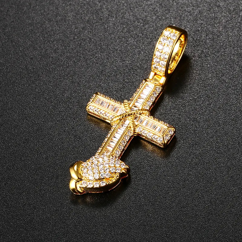 🔥Gold Silver Plated Copper Cubic Zirconia Diamond Cross Charm Pendant Necklace🔥