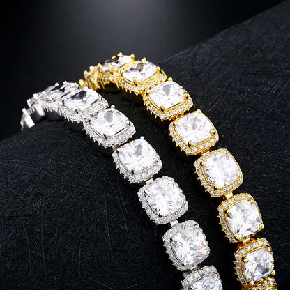 🔥10mm Gold Plated Zircon Tennis Bracelet Iced Out Gemstone Bracelet🔥