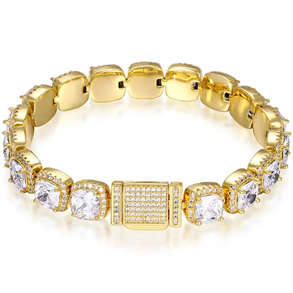 🔥10mm Gold Plated Zircon Tennis Bracelet Iced Out Gemstone Bracelet🔥