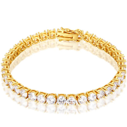 🔥5mm Gold Plated Brass Zircon CZ Diamond Tennis Bracelet For Men/Women🔥
