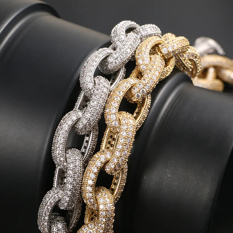 🔥10mm 18K Gold Plated Brass CZ Diamond Iced Out Dog Chain Miami Cuban Link Necklace🔥