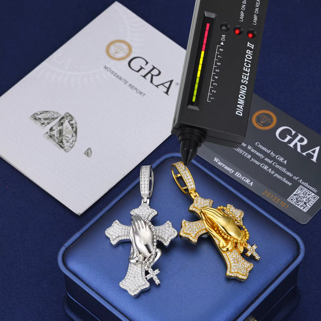 Moissanite Cross Prayer Pendant
