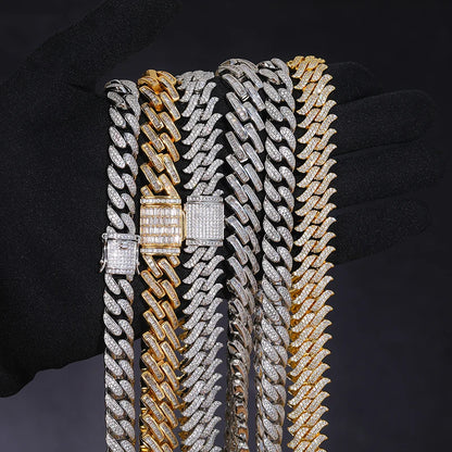 🔥16mm 925 Sterling Silver VVS Moissanite Diamond Iced Out Thorn Miami Cuban Link Chain Necklace For Men🔥