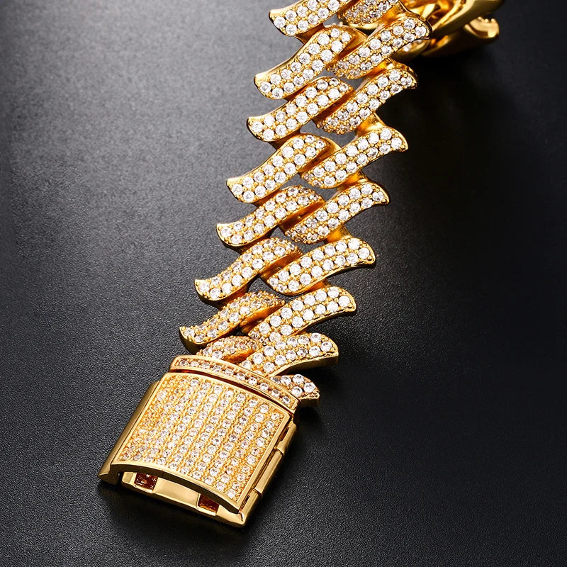 🔥20mm 18K Gold Filled Zircon Diamond Cuban Link Bracelet🔥