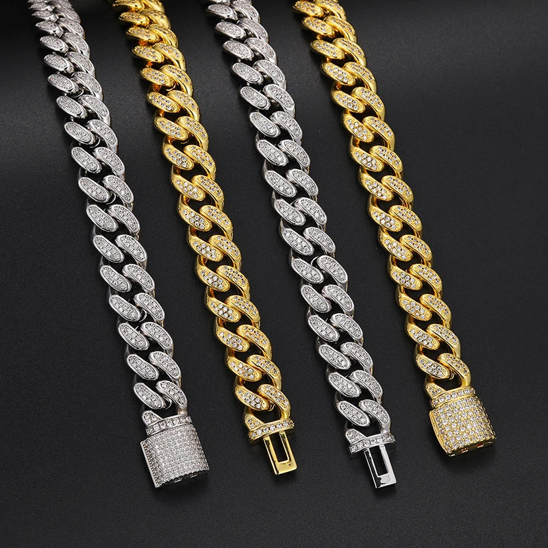 🔥Moissanite 12mm Gold Plated 925 Sterling Silver VVS Moissanite Diamond Iced Out Cuban Link Chain Necklace🔥