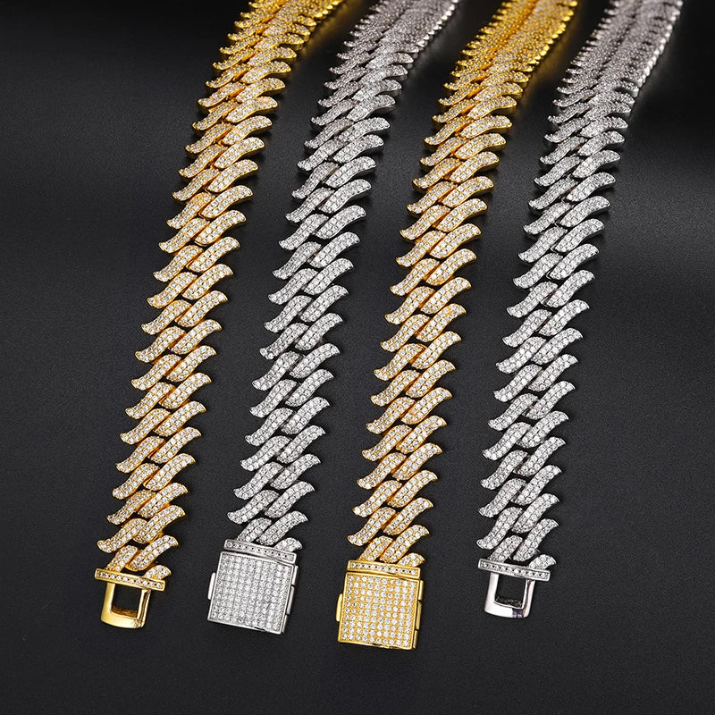 🔥16mm 925 Sterling Silver VVS Moissanite Diamond Iced Out Thorn Miami Cuban Link Chain Necklace For Men🔥