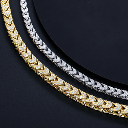 🔥6mm/8mm 18K Gold Plated 925 Sterling Silver VVS Moissanite Diamond Iced Out Franco Chain Necklace🔥