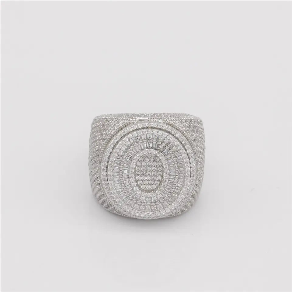 💯Jewelry Bulk Wholesale Custom 925 Sterling Silver VVS Baguette Moissanite Diamond Iced Out 26 Letters Hip Hop Band Ring For Men💯