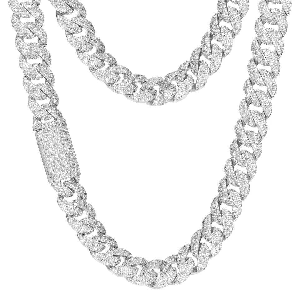 🔥Luxury Bling Jewelry 23mm 925 Sterling Silver 5 Rows VVS Moissanite Iced Out Thick Cuban Link Chain Necklace🔥