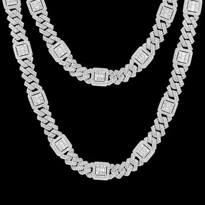 🔥15mm Gold Plated Solid 925 Sterling Silver VVS Moissanite Diamond Miami Cuban Link Chain Necklace🔥