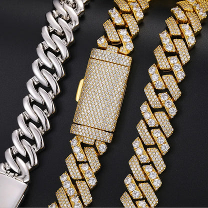 🔥18mm 925 Silver VVS Moissanite Diamond Iced Out Cuban Link Chain Necklace🔥