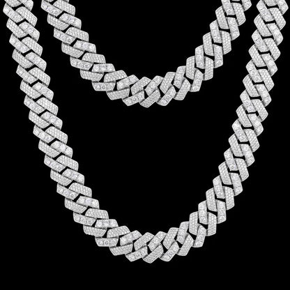🔥18mm 925 Silver VVS Moissanite Diamond Iced Out Cuban Link Chain Necklace🔥