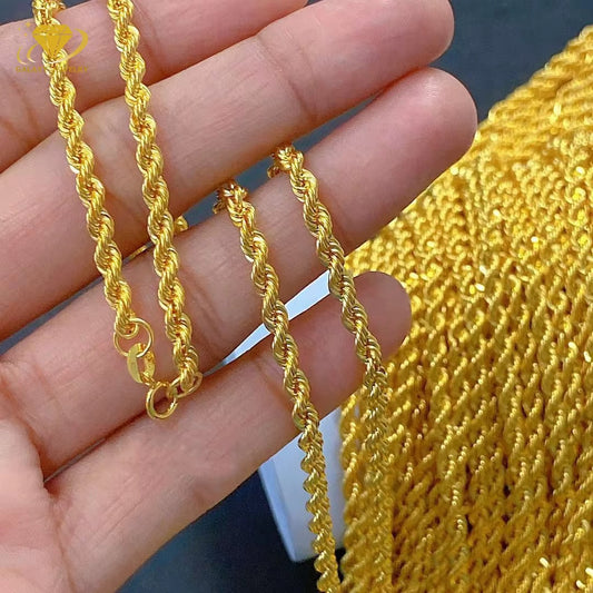 18K Solid Gold Rope Chain Necklace — Premium Men’s/Women’s Jewelry